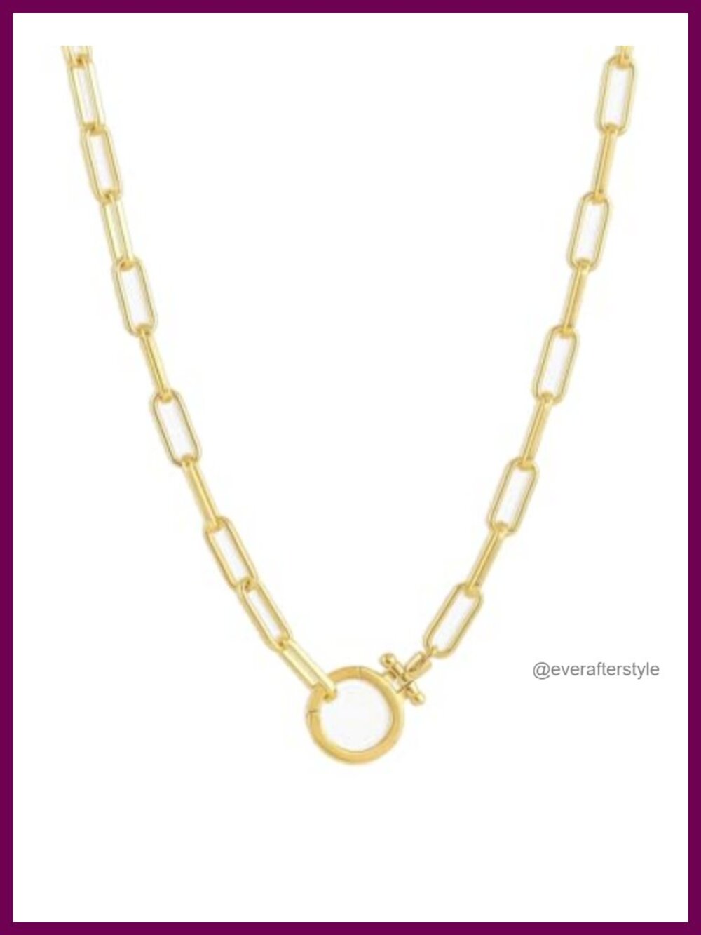 18k Gold Plated Paperclip Link Chain Necklace Adjustable Chunky Clasp